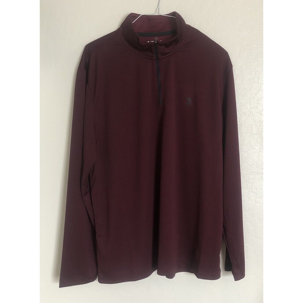 IZOD 1/4 Zip Pullover Long Sleeve Golf Shirt Men's Size XL Velvet Maroon NWT